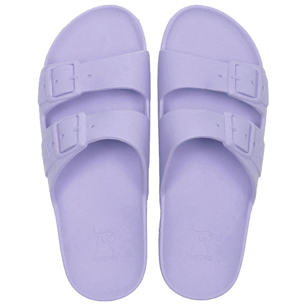 Sandales Cacatoes Belo Horizonte Lavande vues de face, offrant confort et style avec une teinte lavande délicate pour un look estival frais et raffiné.