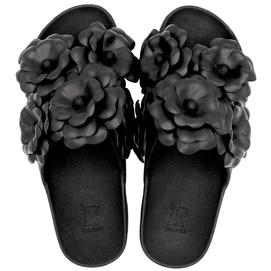 Sandales Cacatoès Camélia Black, vue de face, design raffiné et moderne, idéale pour un style casual-chic.