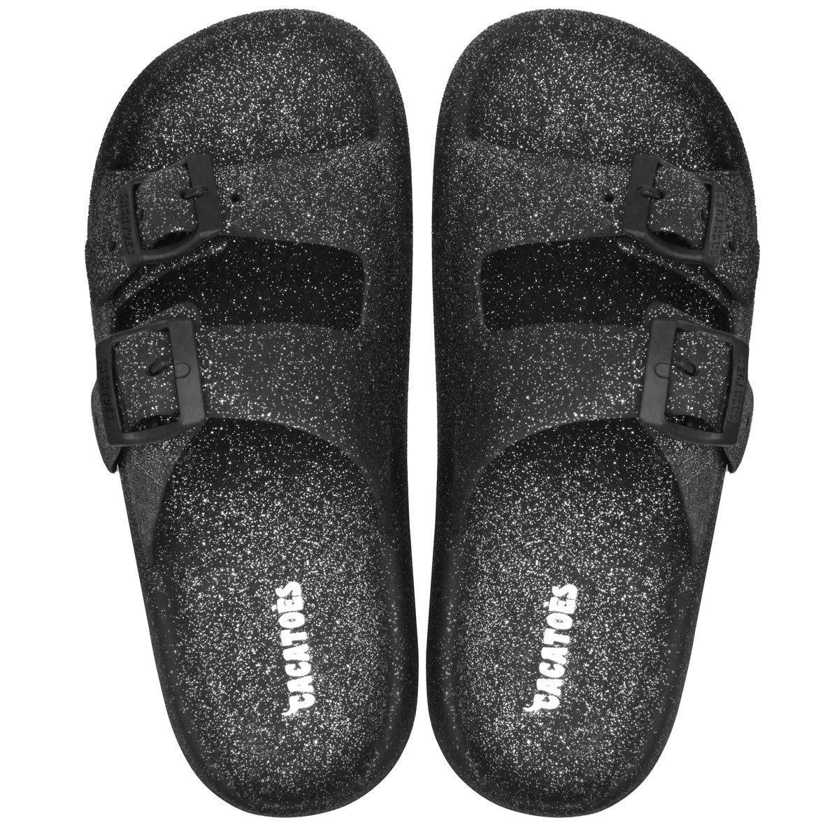 Sandales Cacatoès Jessy Glitter Black – Brillance et Élégance (Vue de Face)