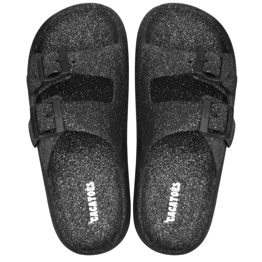 Sandales Cacatoès Jessy Glitter Black – Brillance et Élégance (Vue de Face)
