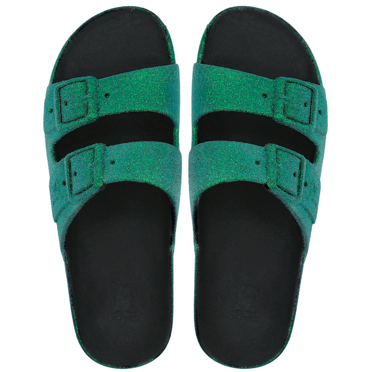 Sandales Cacatoes Trancoso Peacock vues de face, offrant confort et style avec une teinte peacock vibrante pour un look estival éclatant et élégant.