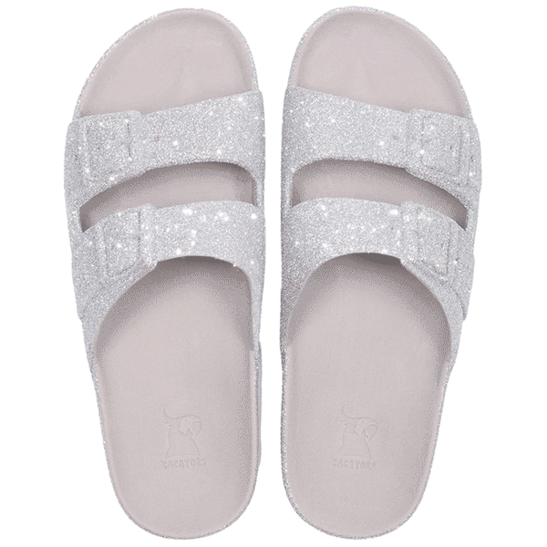 Sandales Cacatoès Trancoso Silver Glitter – Brillance et Élégance